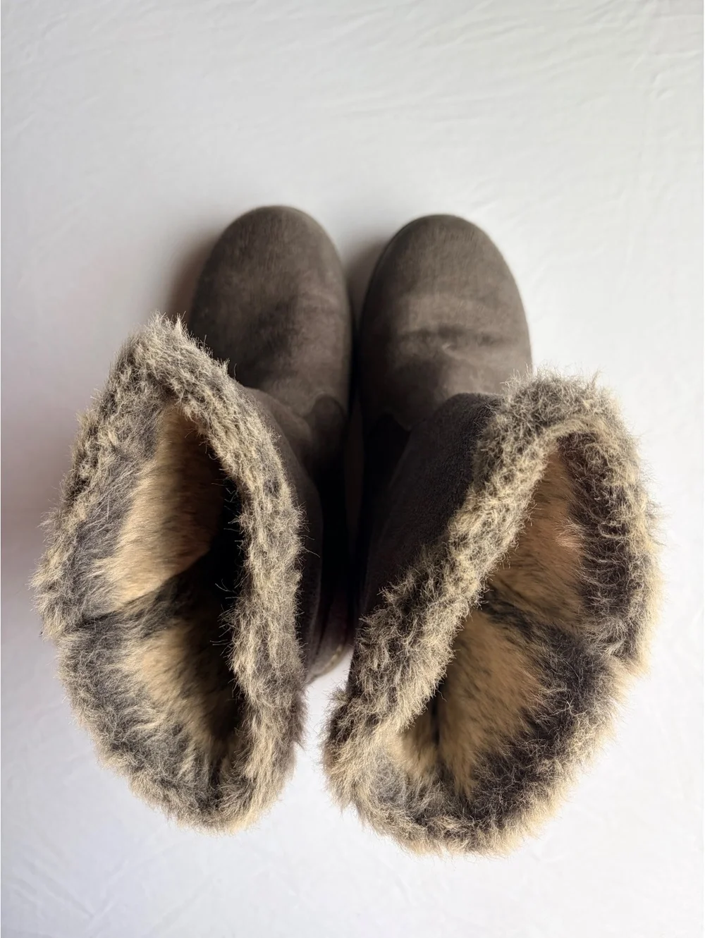 BOBS Skechers Womens Size 7 Gray Faux Fur Lined Winter Boots Pull On
